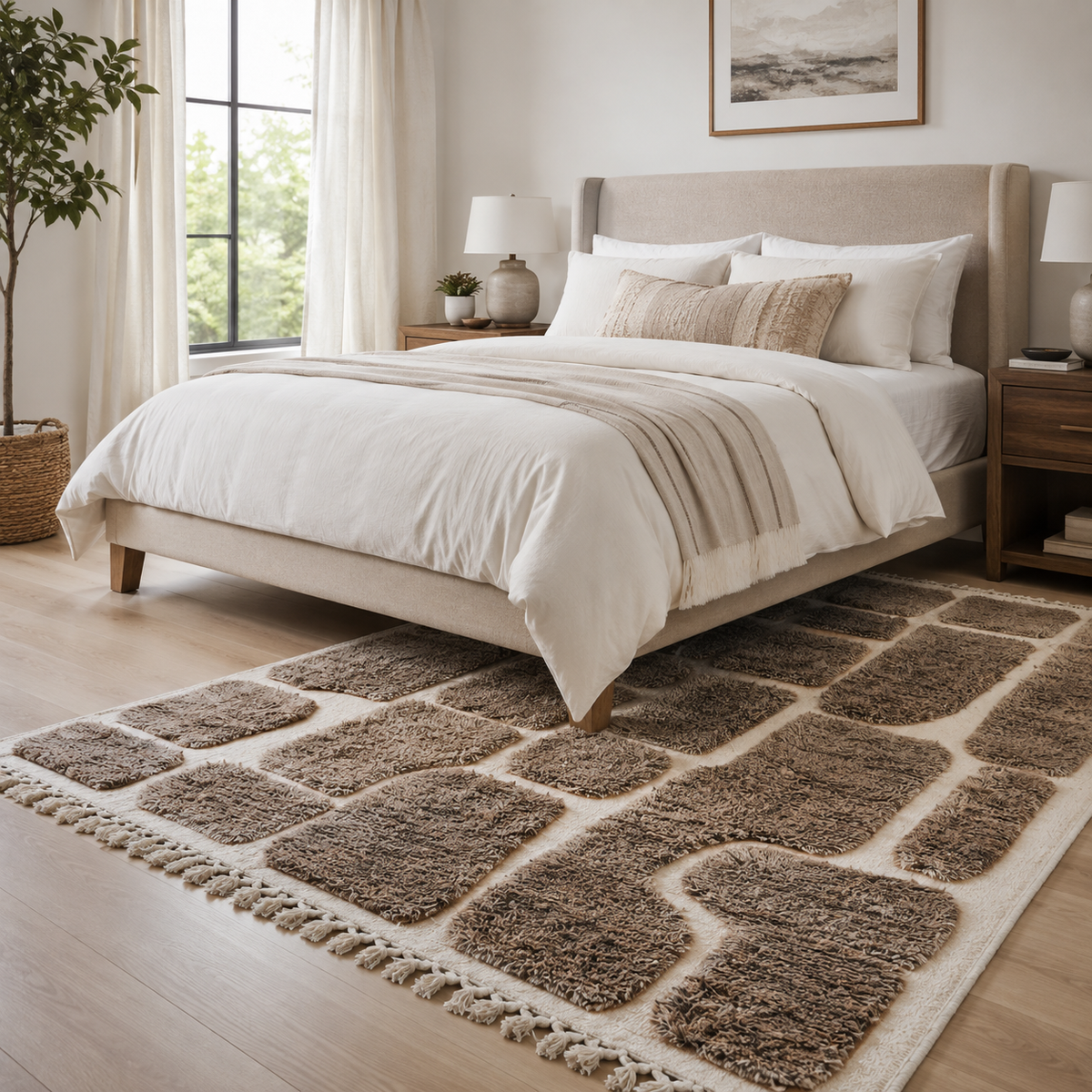 Anzar Brown & Ivory Abstract Moroccan Rug