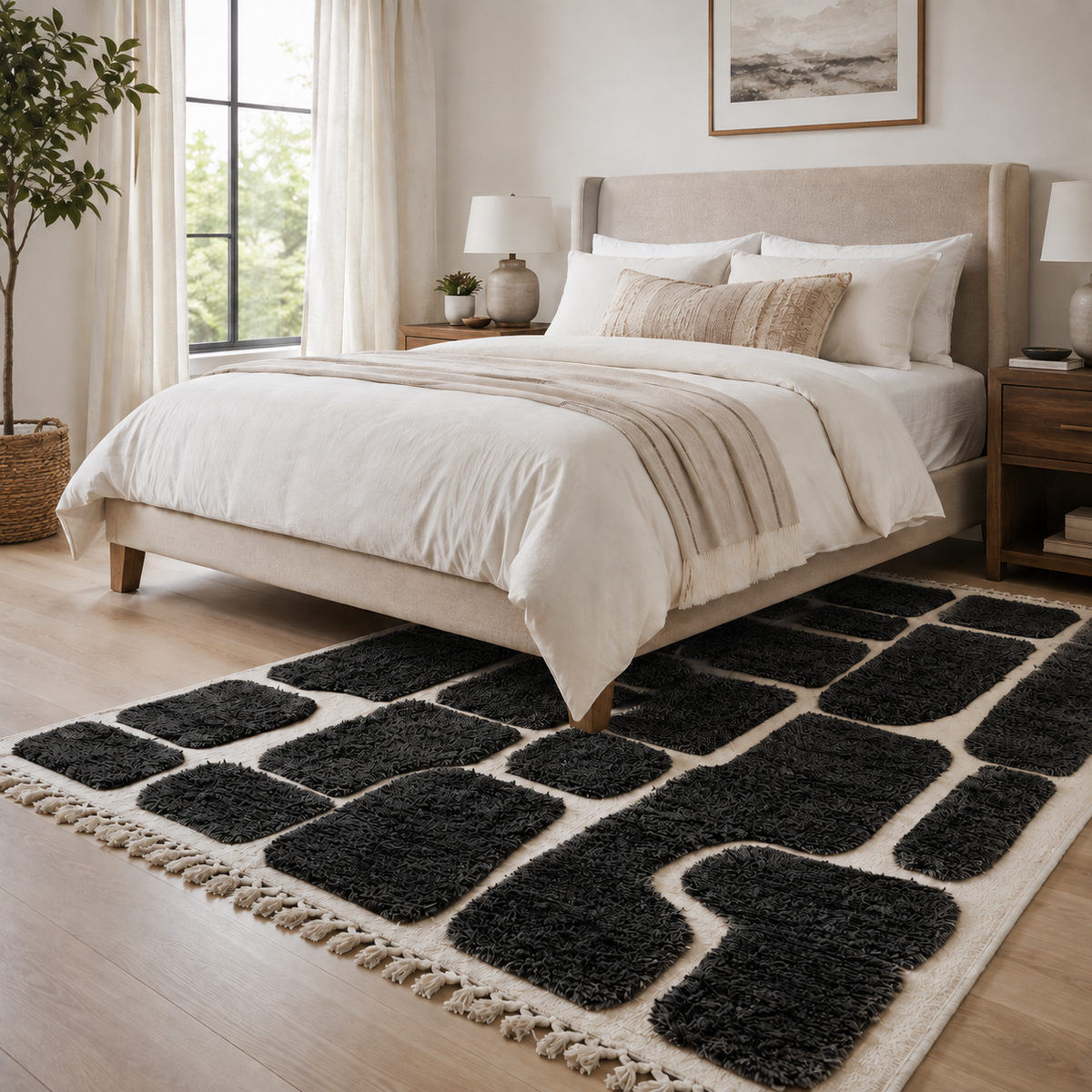 Fakher Black & Ivory Abstract Moroccan Rug
