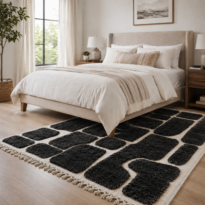 Fakher Black & Ivory Abstract Moroccan Rug