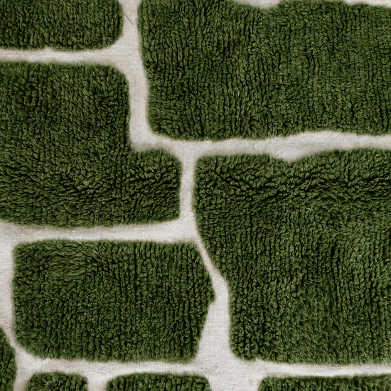 Aicha Green and Ivory Abstract Moroccan Rug
