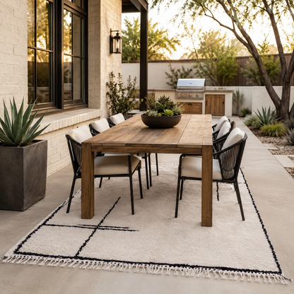 Zaina Minimalist Moroccan Berber Rug – Ivory & Black