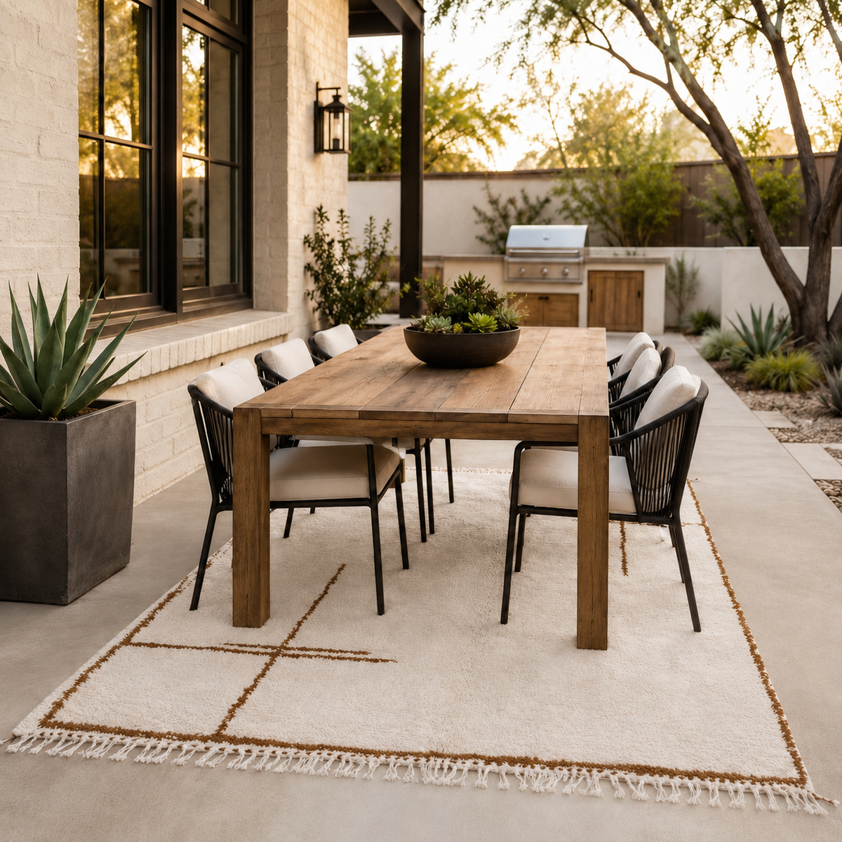 Anza Minimalist Moroccan Berber Rug – Ivory & Brown