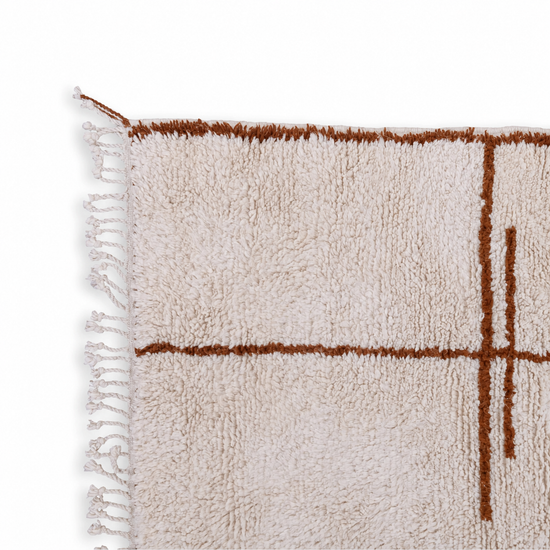 Anza Minimalist Moroccan Berber Rug – Ivory & Brown