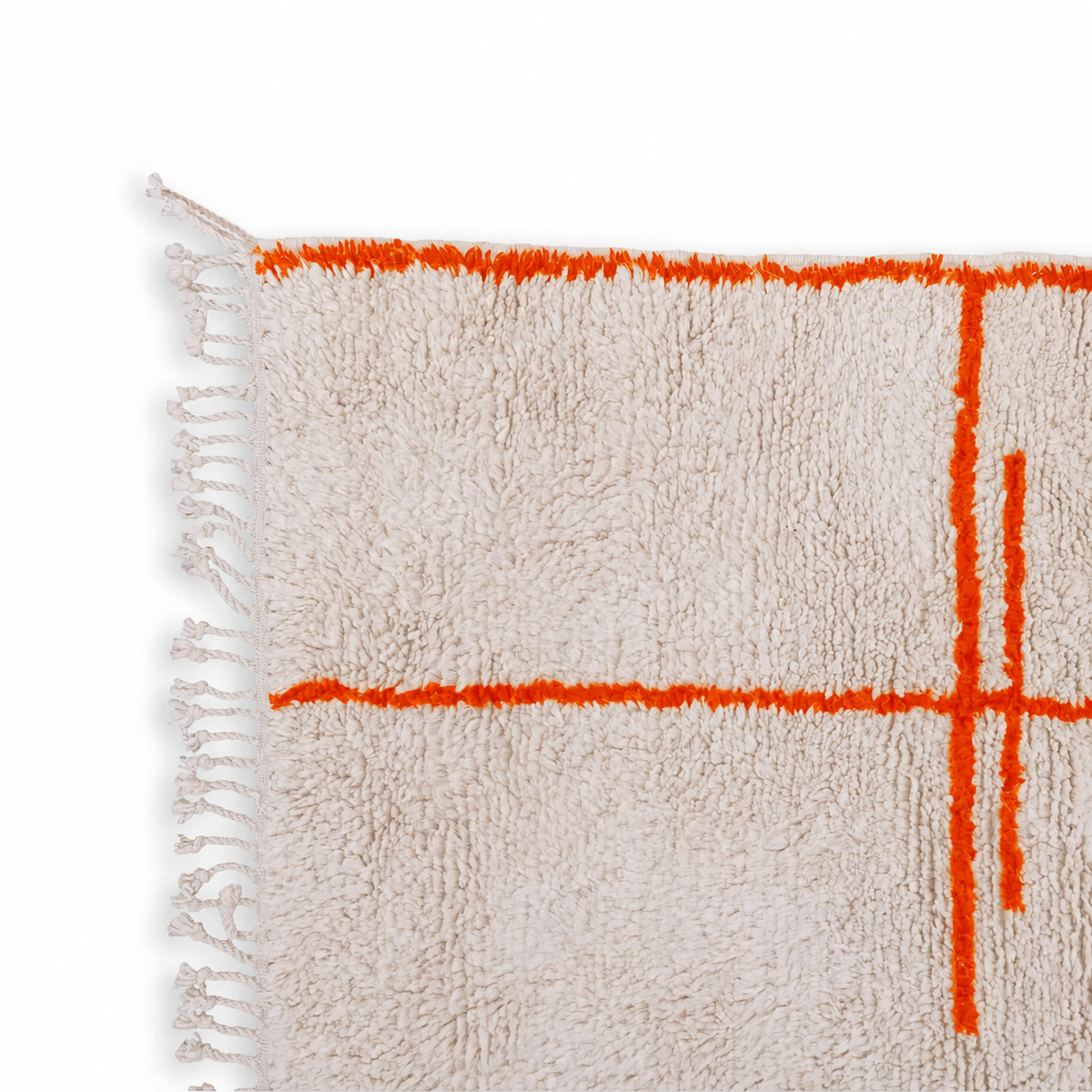 Naima Minimalist Moroccan Berber Rug – Ivory & Orange