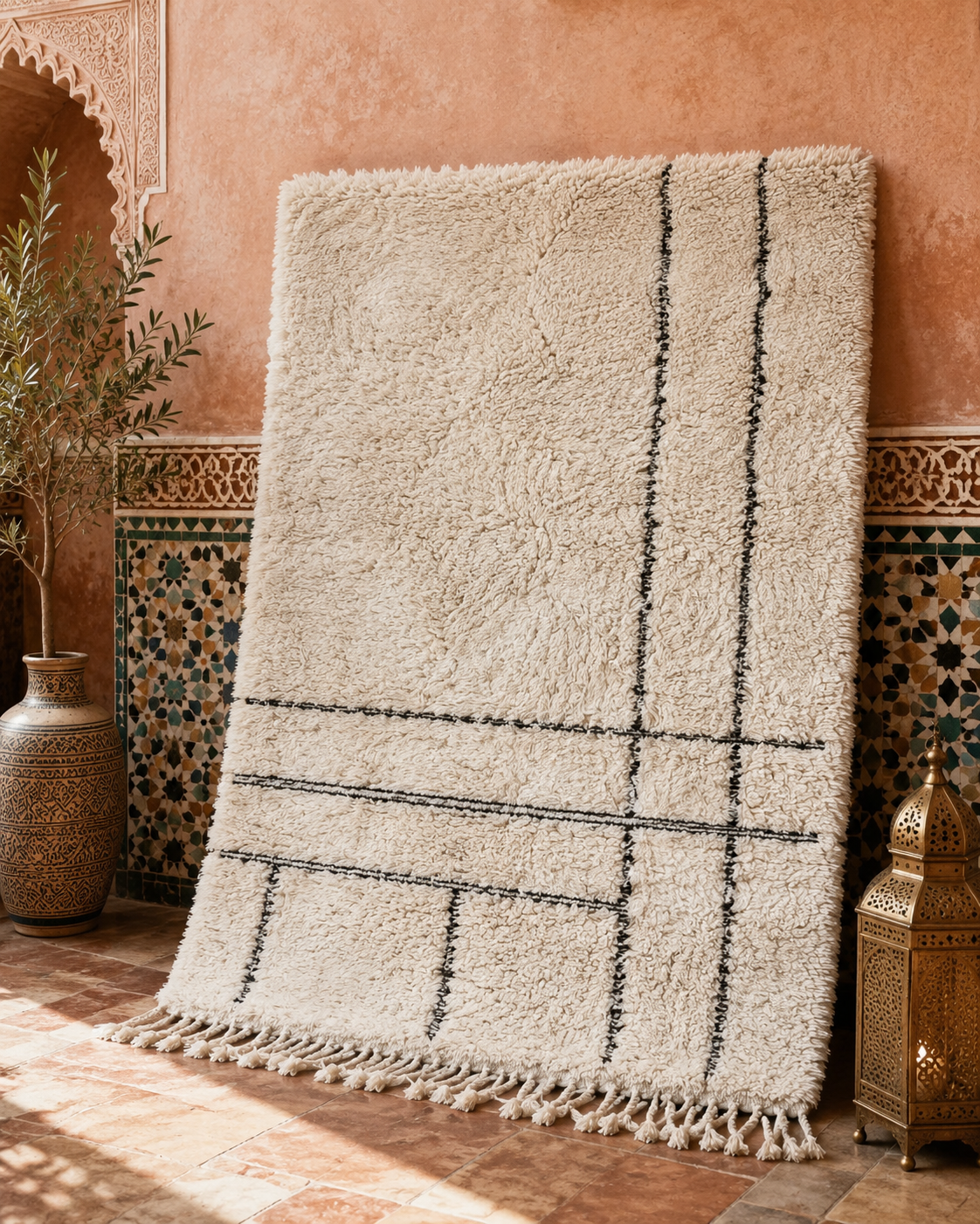 Ayour Minimalist Beni Ourain Moroccan Wool Rug