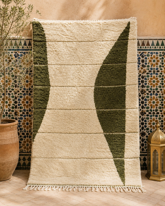Fanida Olive Green Moroccan Berber Wool Rug