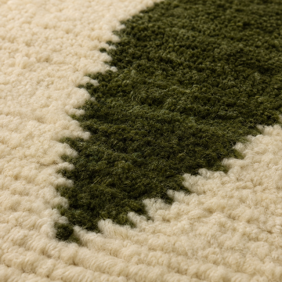 Fanida Olive Green Moroccan Berber Wool Rug