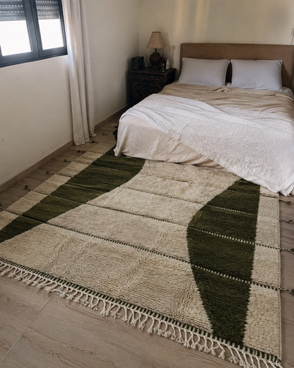 Fanida Olive Green Moroccan Berber Wool Rug