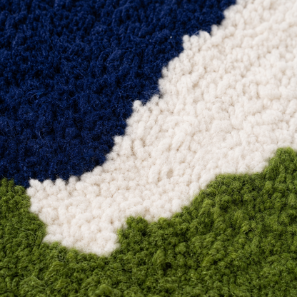 ITRAN Abstract Moroccan Wool Rug – Navy, Cream & Green