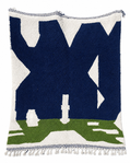 ITRAN Abstract Moroccan Wool Rug – Navy, Cream & Green