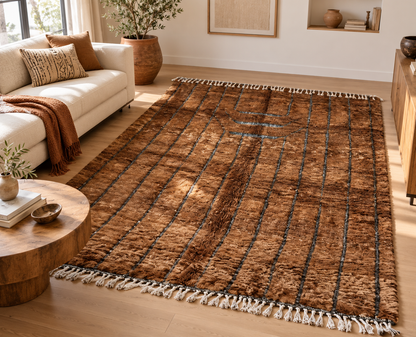 Beni Ouarain Brown & Charcoal Wool Rug – Handwoven Moroccan Rug