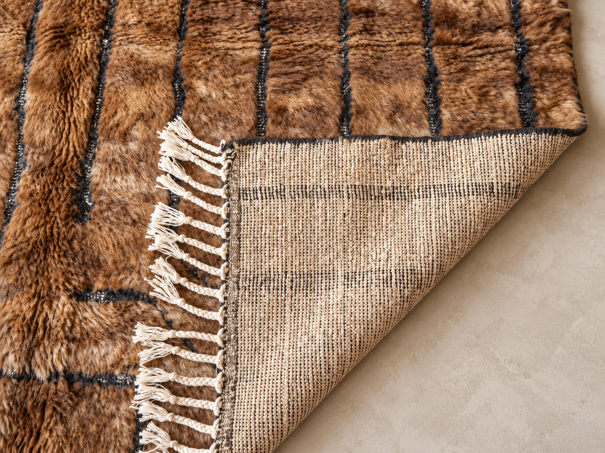 Beni Ouarain Brown & Charcoal Wool Rug – Handwoven Moroccan Rug