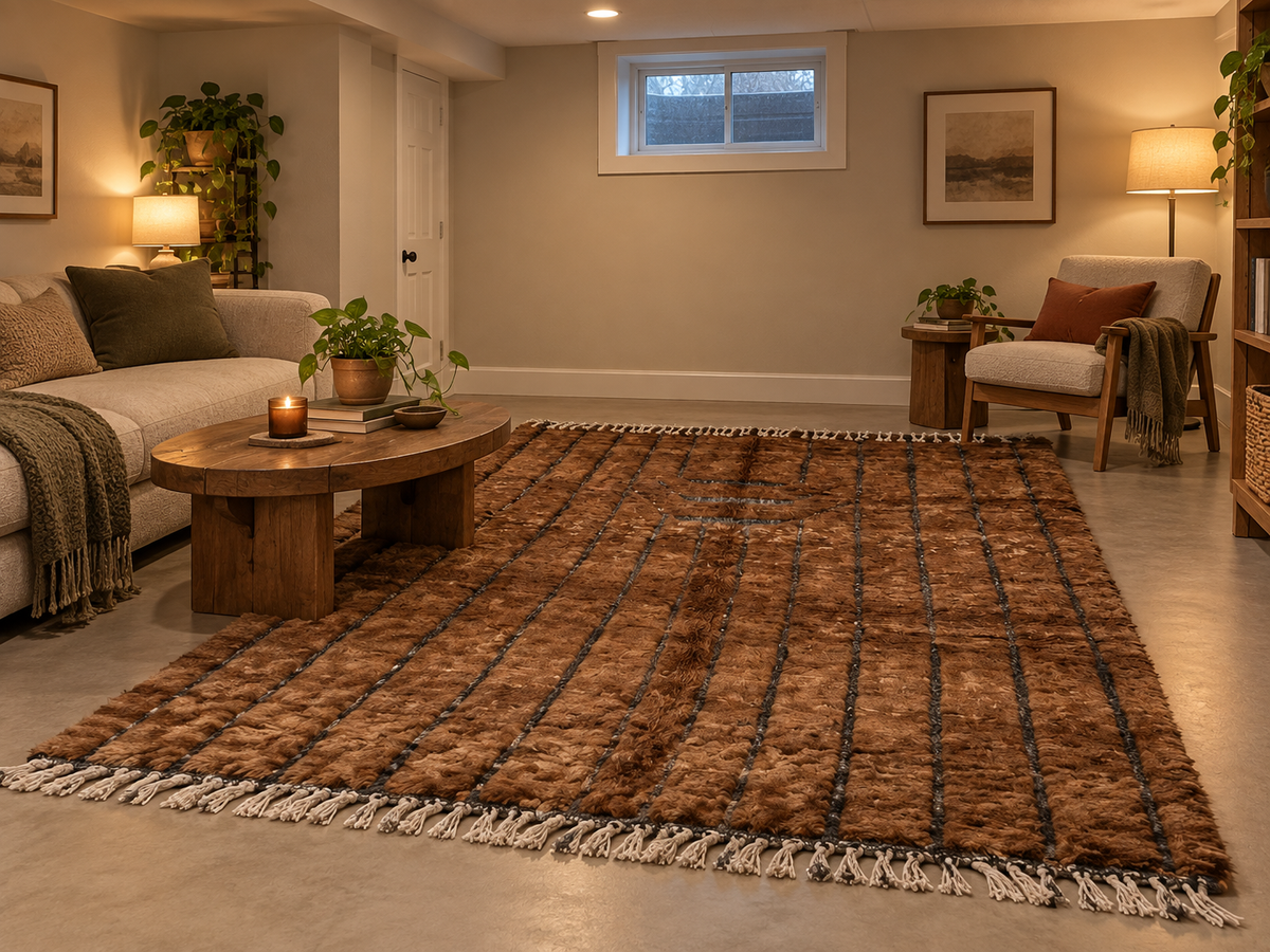 Beni Ouarain Brown & Charcoal Wool Rug – Handwoven Moroccan Rug
