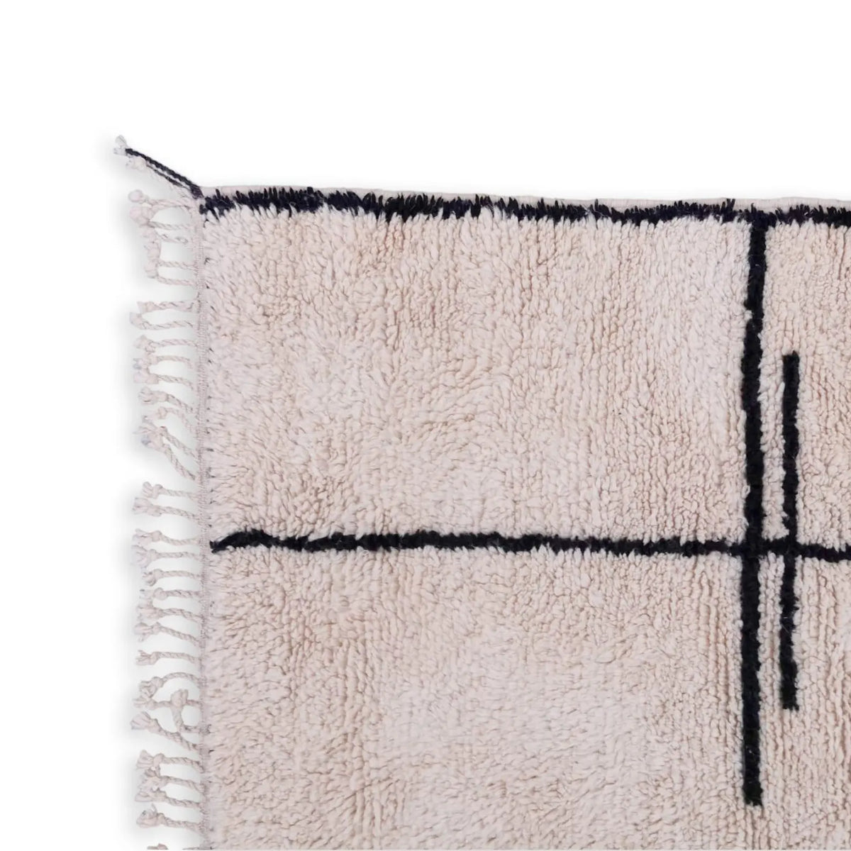 Zaina Minimalist Moroccan Berber Rug – Ivory & Black